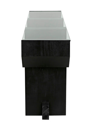 Noir Ando Console Table – Handcrafted Mahogany & Glass Accent for Modern Entryways & Living Spaces GCON397HB