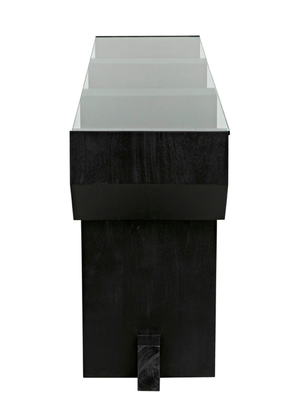 Noir Ando Console Table – Handcrafted Mahogany & Glass Accent for Modern Entryways & Living Spaces GCON397HB