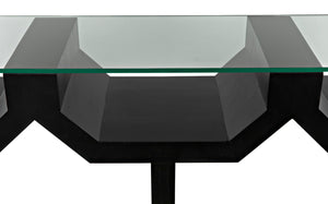 Noir Ando Console Table – Handcrafted Mahogany & Glass Accent for Modern Entryways & Living Spaces GCON397HB