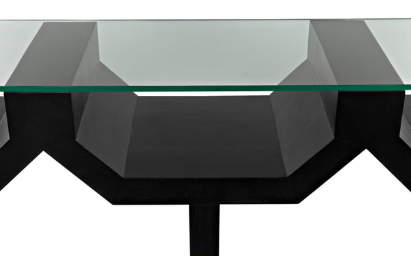 Noir Ando Console Table – Handcrafted Mahogany & Glass Accent for Modern Entryways & Living Spaces GCON397HB
