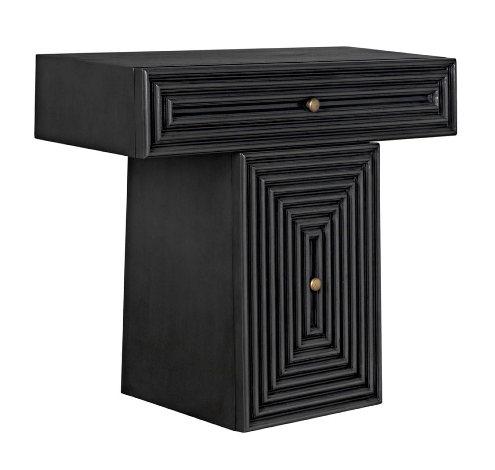 Noir Brice Console Table - Handcrafted Mahogany Entryway Furniture with Brass Accents & Minimalist Design GCON402P