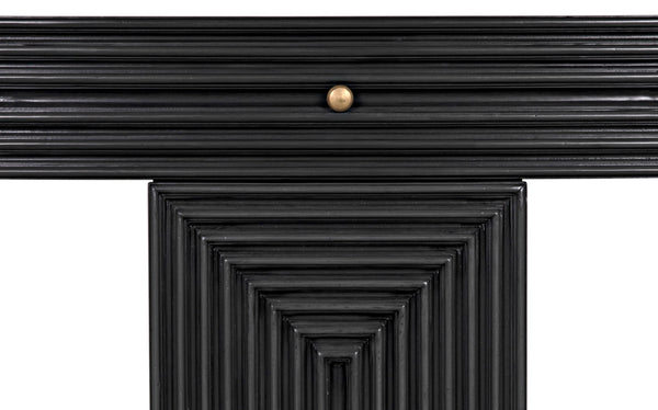 Noir Brice Console Table - Handcrafted Mahogany Entryway Furniture with Brass Accents & Minimalist Design GCON402P