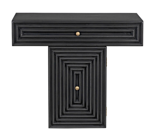 Noir Brice Console Table - Handcrafted Mahogany Entryway Furniture with Brass Accents & Minimalist Design GCON402P
