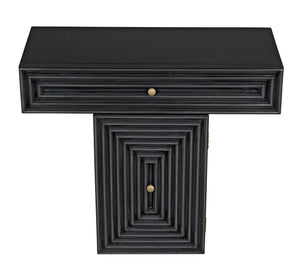 Noir Brice Console Table - Handcrafted Mahogany Entryway Furniture with Brass Accents & Minimalist Design GCON402P