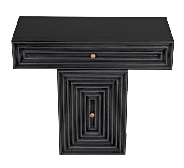 Noir Brice Console Table - Handcrafted Mahogany Entryway Furniture with Brass Accents & Minimalist Design GCON402P