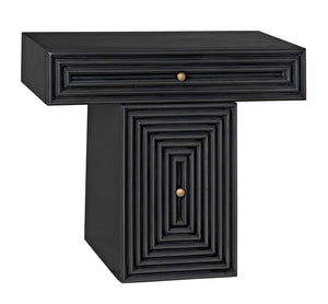Noir Brice Console Table - Handcrafted Mahogany Entryway Furniture with Brass Accents & Minimalist Design GCON402P