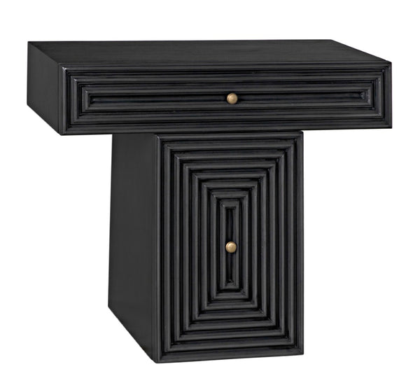 Noir Brice Console Table - Handcrafted Mahogany Entryway Furniture with Brass Accents & Minimalist Design GCON402P
