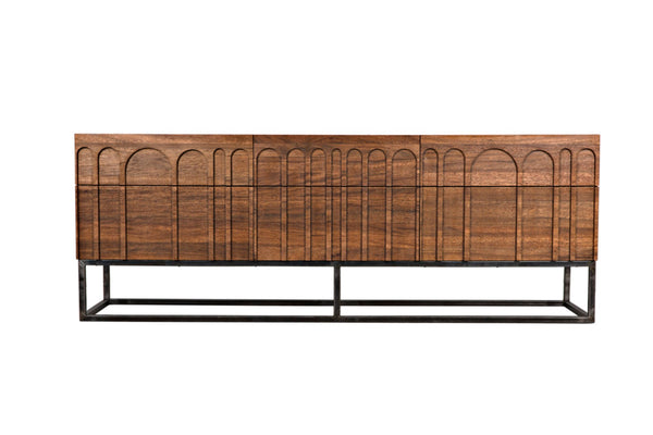 Noir Casanova Handcrafted Sideboard - Dark Walnut & Iron, Versatile Storage for Modern & Classic Homes GCON405DW