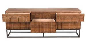 Noir Casanova Handcrafted Sideboard - Dark Walnut & Iron, Versatile Storage for Modern & Classic Homes GCON405DW