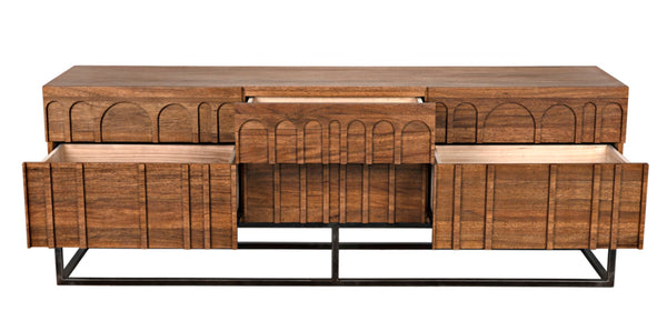 Noir Casanova Handcrafted Sideboard - Dark Walnut & Iron, Versatile Storage for Modern & Classic Homes GCON405DW