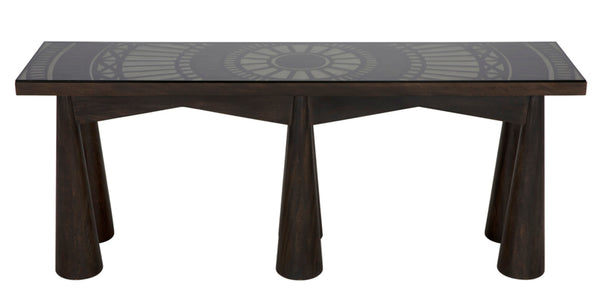 Noir Tutankhamun Console Table - Artisan-Crafted Ebony Walnut with Sleek Glass Top for Elegant Display GCON408EB