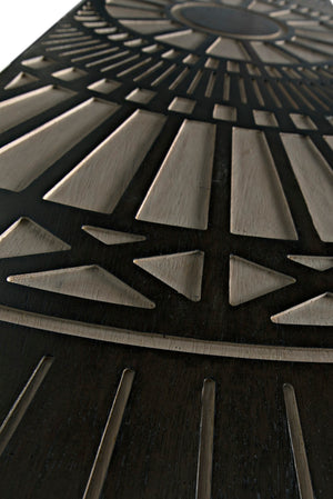 Noir Tutankhamun Console Table - Artisan-Crafted Ebony Walnut with Sleek Glass Top for Elegant Display GCON408EB