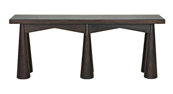 Noir Tutankhamun Console Table - Artisan-Crafted Ebony Walnut with Sleek Glass Top for Elegant Display GCON408EB