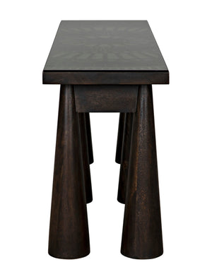 Noir Tutankhamun Console Table - Artisan-Crafted Ebony Walnut with Sleek Glass Top for Elegant Display GCON408EB