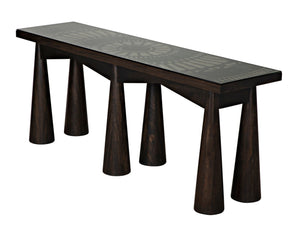 Noir Tutankhamun Console Table - Artisan-Crafted Ebony Walnut with Sleek Glass Top for Elegant Display GCON408EB