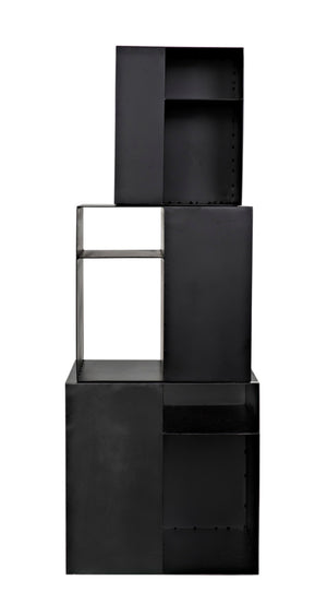 Noir Gropius Cubes - Handcrafted Iron Console Table with Matte Black Finish for Modern Minimalist Interiors GCON413MTB-3