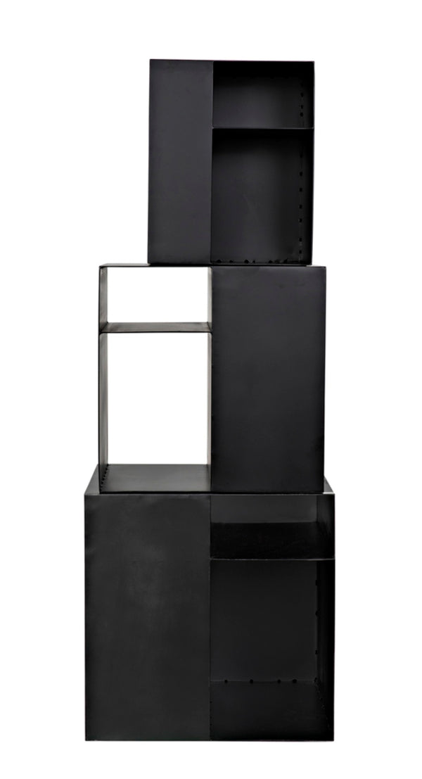 Noir Gropius Cubes - Handcrafted Iron Console Table with Matte Black Finish for Modern Minimalist Interiors GCON413MTB-3