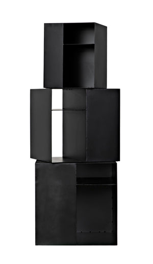 Noir Gropius Cubes - Handcrafted Iron Console Table with Matte Black Finish for Modern Minimalist Interiors GCON413MTB-3