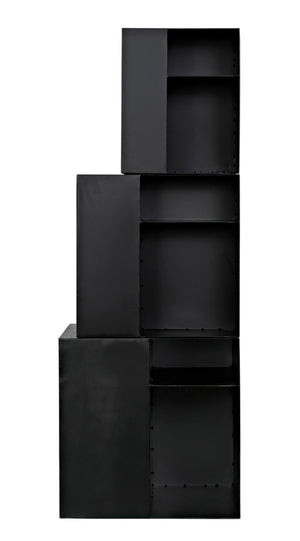 Noir Gropius Cubes - Handcrafted Iron Console Table with Matte Black Finish for Modern Minimalist Interiors GCON413MTB-3