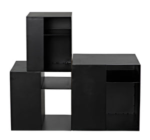 Noir Gropius Cubes - Handcrafted Iron Console Table with Matte Black Finish for Modern Minimalist Interiors GCON413MTB-3