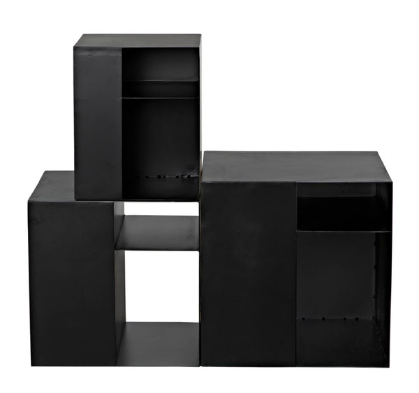 Noir Gropius Cubes - Handcrafted Iron Console Table with Matte Black Finish for Modern Minimalist Interiors GCON413MTB-3