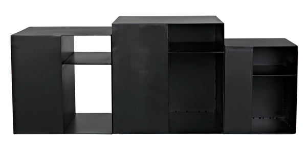 Noir Gropius Cubes - Handcrafted Iron Console Table with Matte Black Finish for Modern Minimalist Interiors GCON413MTB-3