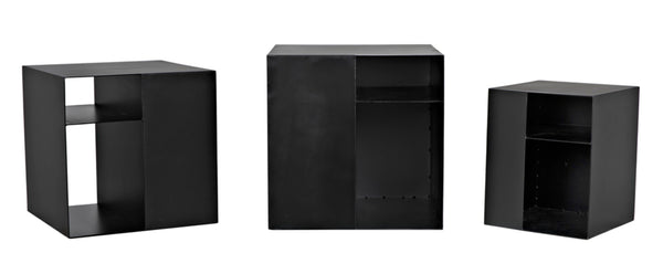 Noir Gropius Cubes - Handcrafted Iron Console Table with Matte Black Finish for Modern Minimalist Interiors GCON413MTB-3