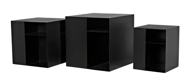 Noir Gropius Cubes - Handcrafted Iron Console Table with Matte Black Finish for Modern Minimalist Interiors GCON413MTB-3