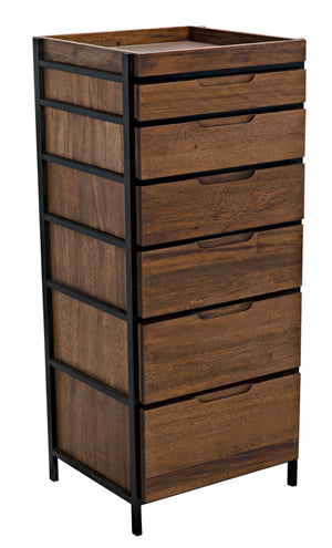 Noir Seoul Tallboy - Handcrafted Industrial Storage Cabinet in Dark Walnut & Matte Black for Modern Spaces GCON414DW