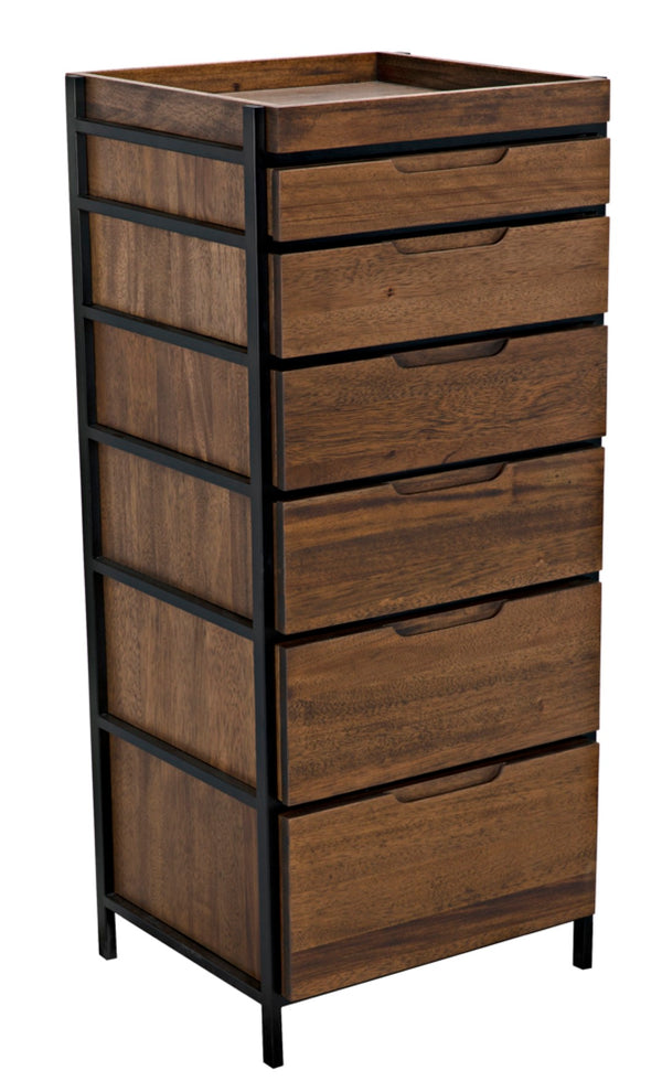 Noir Seoul Tallboy - Handcrafted Industrial Storage Cabinet in Dark Walnut & Matte Black for Modern Spaces GCON414DW