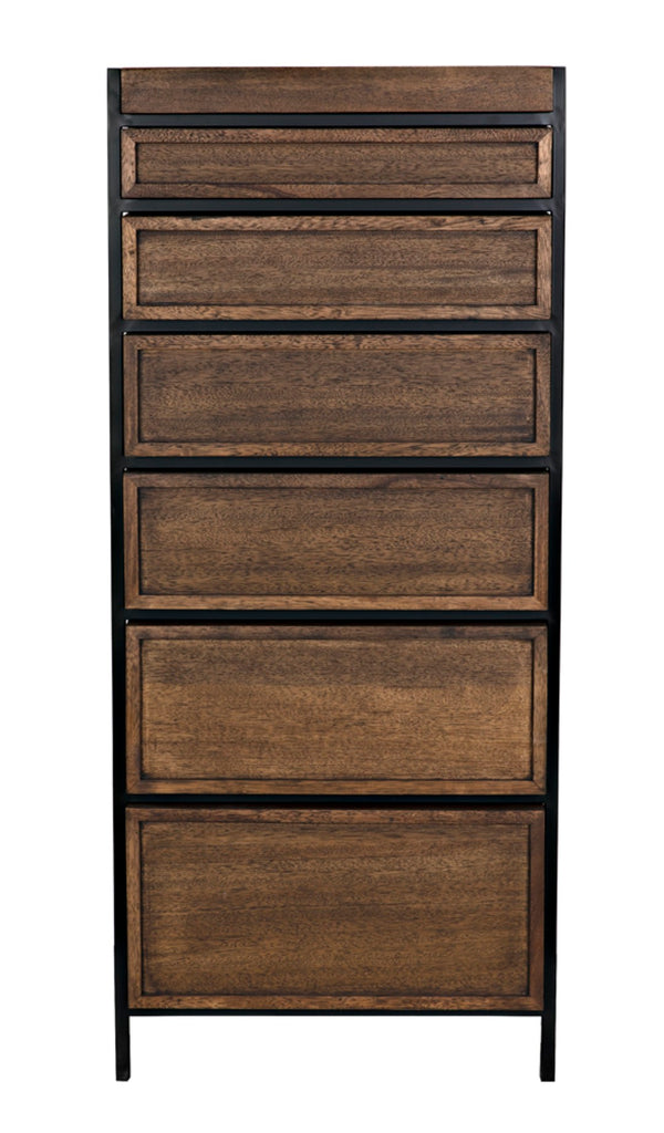 Noir Seoul Tallboy - Handcrafted Industrial Storage Cabinet in Dark Walnut & Matte Black for Modern Spaces GCON414DW