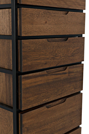 Noir Seoul Tallboy - Handcrafted Industrial Storage Cabinet in Dark Walnut & Matte Black for Modern Spaces GCON414DW
