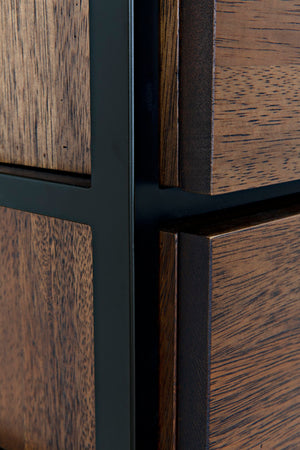Noir Seoul Tallboy - Handcrafted Industrial Storage Cabinet in Dark Walnut & Matte Black for Modern Spaces GCON414DW