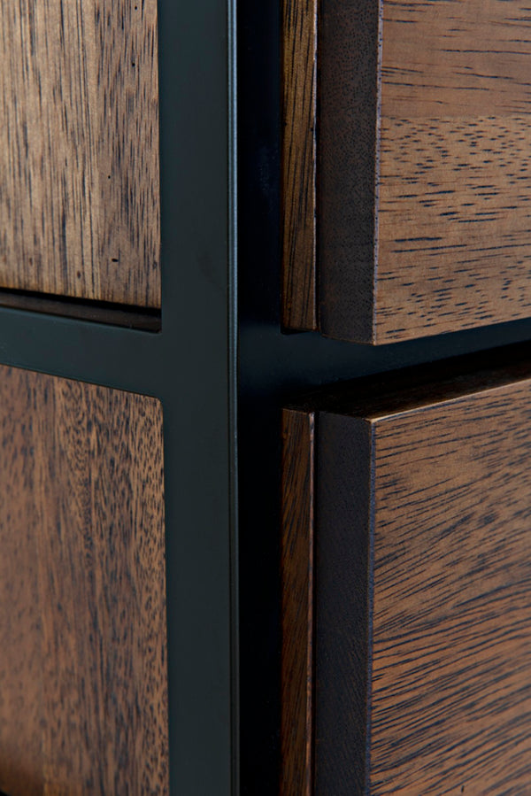 Noir Seoul Tallboy - Handcrafted Industrial Storage Cabinet in Dark Walnut & Matte Black for Modern Spaces GCON414DW