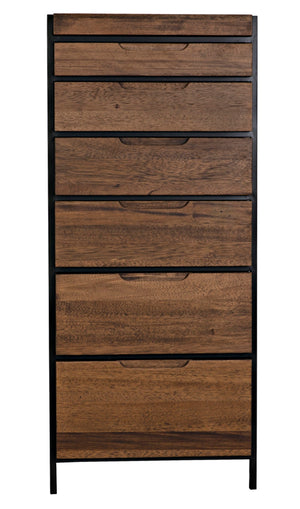Noir Seoul Tallboy - Handcrafted Industrial Storage Cabinet in Dark Walnut & Matte Black for Modern Spaces GCON414DW