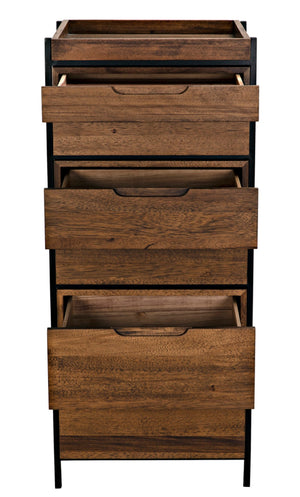 Noir Seoul Tallboy - Handcrafted Industrial Storage Cabinet in Dark Walnut & Matte Black for Modern Spaces GCON414DW
