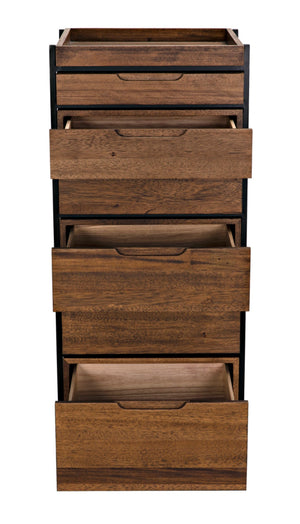 Noir Seoul Tallboy - Handcrafted Industrial Storage Cabinet in Dark Walnut & Matte Black for Modern Spaces GCON414DW