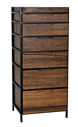 Noir Seoul Tallboy - Handcrafted Industrial Storage Cabinet in Dark Walnut & Matte Black for Modern Spaces GCON414DW