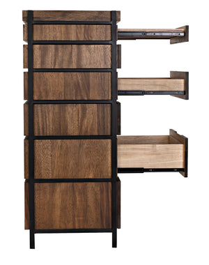Noir Seoul Tallboy - Handcrafted Industrial Storage Cabinet in Dark Walnut & Matte Black for Modern Spaces GCON414DW