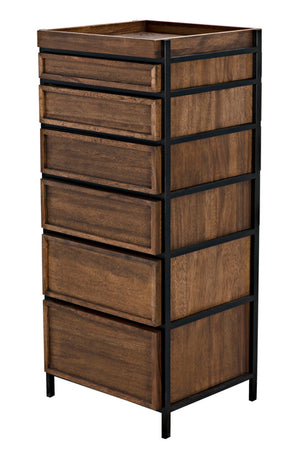 Noir Seoul Tallboy - Handcrafted Industrial Storage Cabinet in Dark Walnut & Matte Black for Modern Spaces GCON414DW