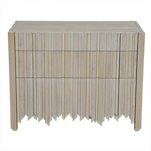 Noir Desdemona 3 Drawer Chest - Bleached Elm Storage Solution with Artisanal Design for Any Room GCON419