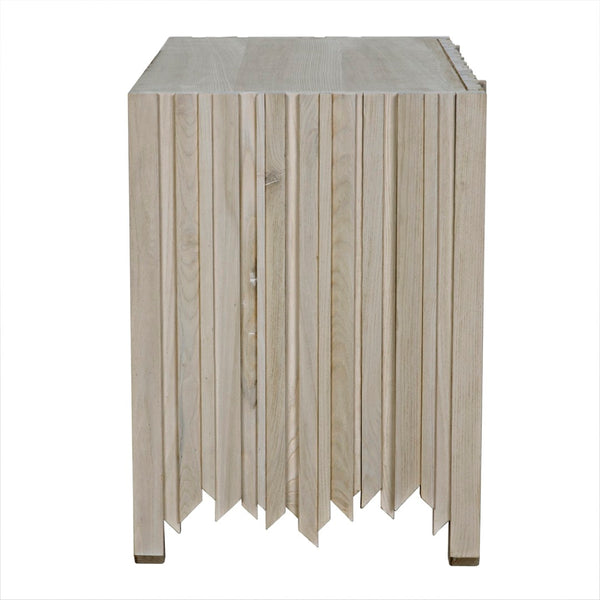 Noir Desdemona 3 Drawer Chest - Bleached Elm Storage Solution with Artisanal Design for Any Room GCON419