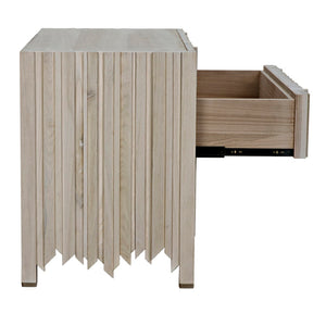 Noir Desdemona 3 Drawer Chest - Bleached Elm Storage Solution with Artisanal Design for Any Room GCON419