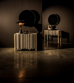 Noir Desdemona 3 Drawer Chest - Bleached Elm Storage Solution with Artisanal Design for Any Room GCON419