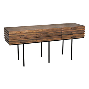 Noir Zodiac Sideboard - Contemporary Walnut Storage Solution with Sculptural Ribbed Design for Any Space GCON421DW