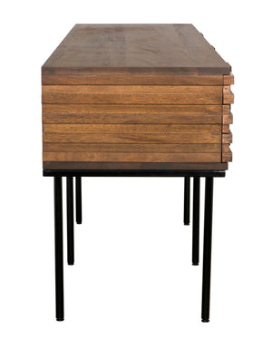 Noir Zodiac Sideboard - Contemporary Walnut Storage Solution with Sculptural Ribbed Design for Any Space GCON421DW