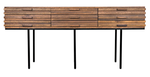 Noir Zodiac Sideboard - Contemporary Walnut Storage Solution with Sculptural Ribbed Design for Any Space GCON421DW
