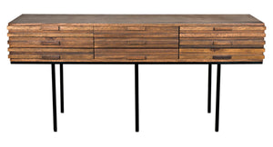 Noir Zodiac Sideboard - Contemporary Walnut Storage Solution with Sculptural Ribbed Design for Any Space GCON421DW