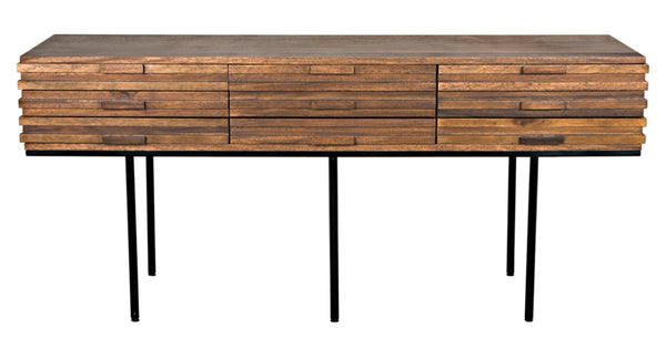 Noir Zodiac Sideboard - Contemporary Walnut Storage Solution with Sculptural Ribbed Design for Any Space GCON421DW