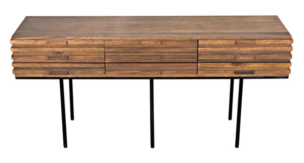 Noir Zodiac Sideboard - Contemporary Walnut Storage Solution with Sculptural Ribbed Design for Any Space GCON421DW